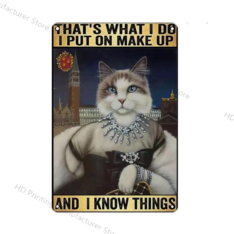 Cute Cat Wall Poster Pet Decor For Kitchen Vintage Tin Sign Metal Plates Home Decoration Modern Bar Accessory Restaurant Garden