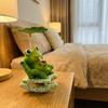 Lotus Leaf Frog Panda Figurine Resin Panda Sculpture Decoration Funny Bobble Chair Decor  Home
