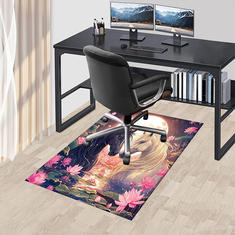 

Horse and Roses Office Chair Mat: Office Carpet for Comfortable Seating - Large Size Rug for Home Decor, Suitable for Bedrooms and Living Ro 60cm by 90cm
