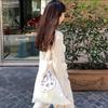 South Korea Ins Style Official Website Similar Thin Cotton Grey Cloth Bag All-matching Casual Abstract Printed Shoulder Environmentally Friendly