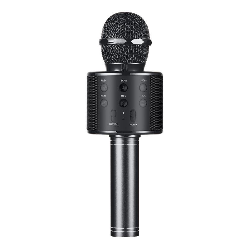 Wireless Bluetooth Karaoke Microphone for Kids, 5-in-1 Portable Handheld Karaoke Mic Speaker Player Recorder with Adjustable Remix FM Radio