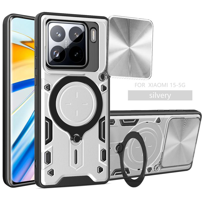 

Для 15 5G Чохол Слайд Захист Об єктива Броньований Ударостійкий Чохол для Телефону Коке Для 15 5G Чохол з Кільцем-Тримачем For Xiaomi 15