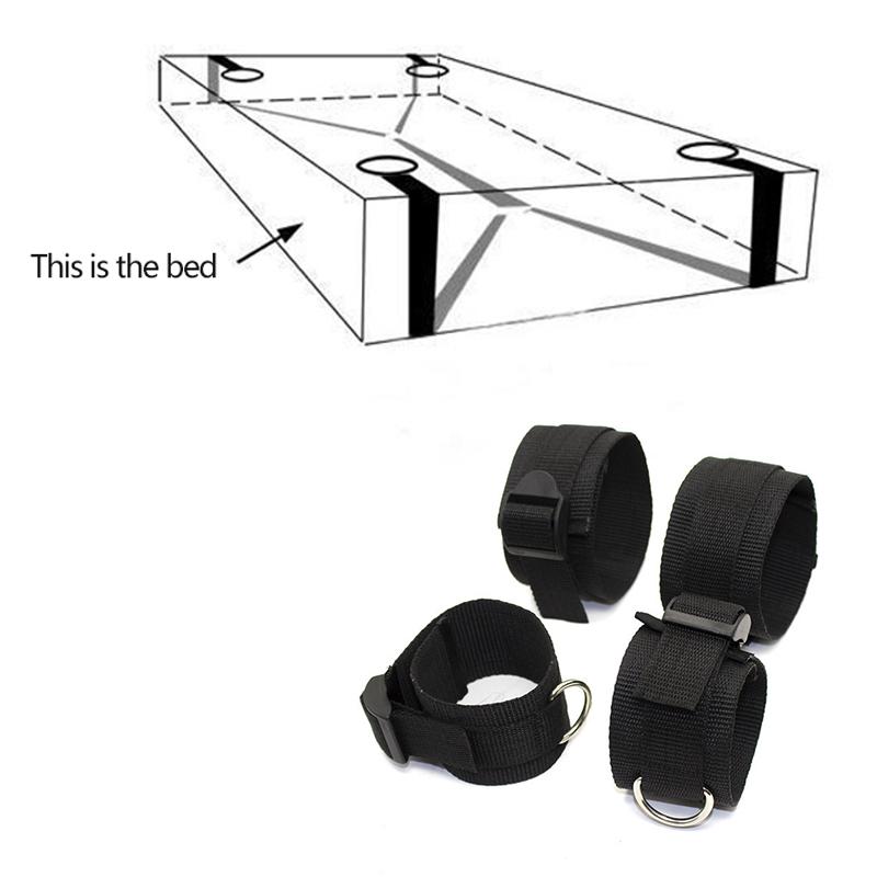 Sex Bondage Fetish Set Kit Handcuffs Bed Restraint Under Matress Sextoy Ankle Cuffs Adult Games Erotic Love Toy Fit All Bed