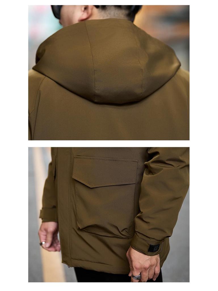 Men's Plus Size Mid-Length Hooded Cotton Jacket - Winter Fashion Brand 808