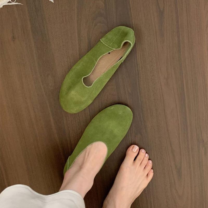 Comemore Retro Round Head Flats Spring Autumn Loafers Causal Soft Sole Women's Moccasins Solid Color Slip On Flat Shoes