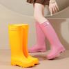 Extra high super rain boots "Mango yellow high rain shoes" non-slip thickened women's boots hiking creek protection wading boots