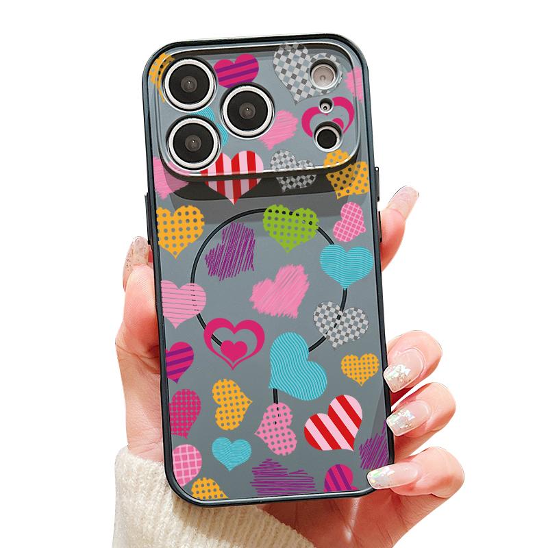 Cute Candy Love Heart Case For iPhone 17 18 Pro Max Magnetic For Magsafe Skin Feel Hybrid Phone Cover For iPhone 16 15 14 13 Pro Max