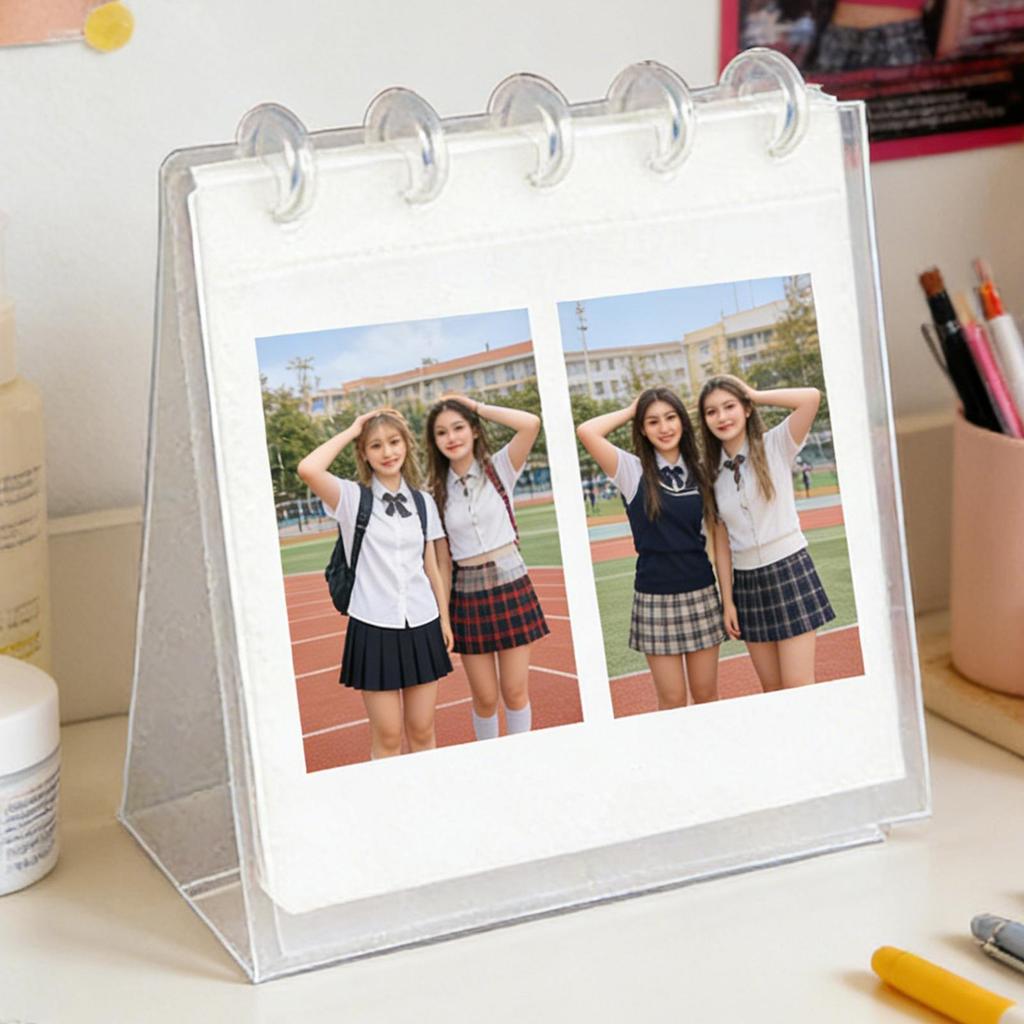 Photo storage calendar Desktop Coil Model Desk Calendar Mini Photo Album Display 60 Photos Desk Home Room Decoration