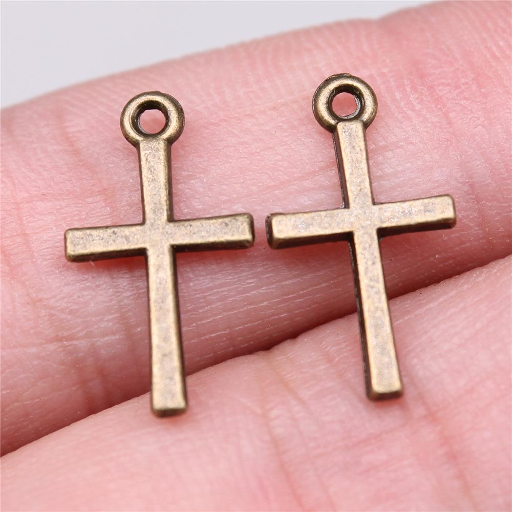 40pcs Tibetan Bronze Silver Color Pendants Antique Jewelry Making DIY Handmade Craft Small Cross Charms For Jewelry Making