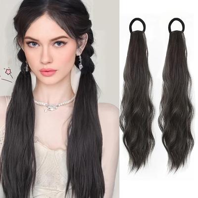 Coada de cal cu legături elastice de păr Extensii de coadă de cal ondulate lungi și ondulate Extensii de păr sinteticePentru uz zilnic Accesorii de păr Accesorii de păr pentru femei