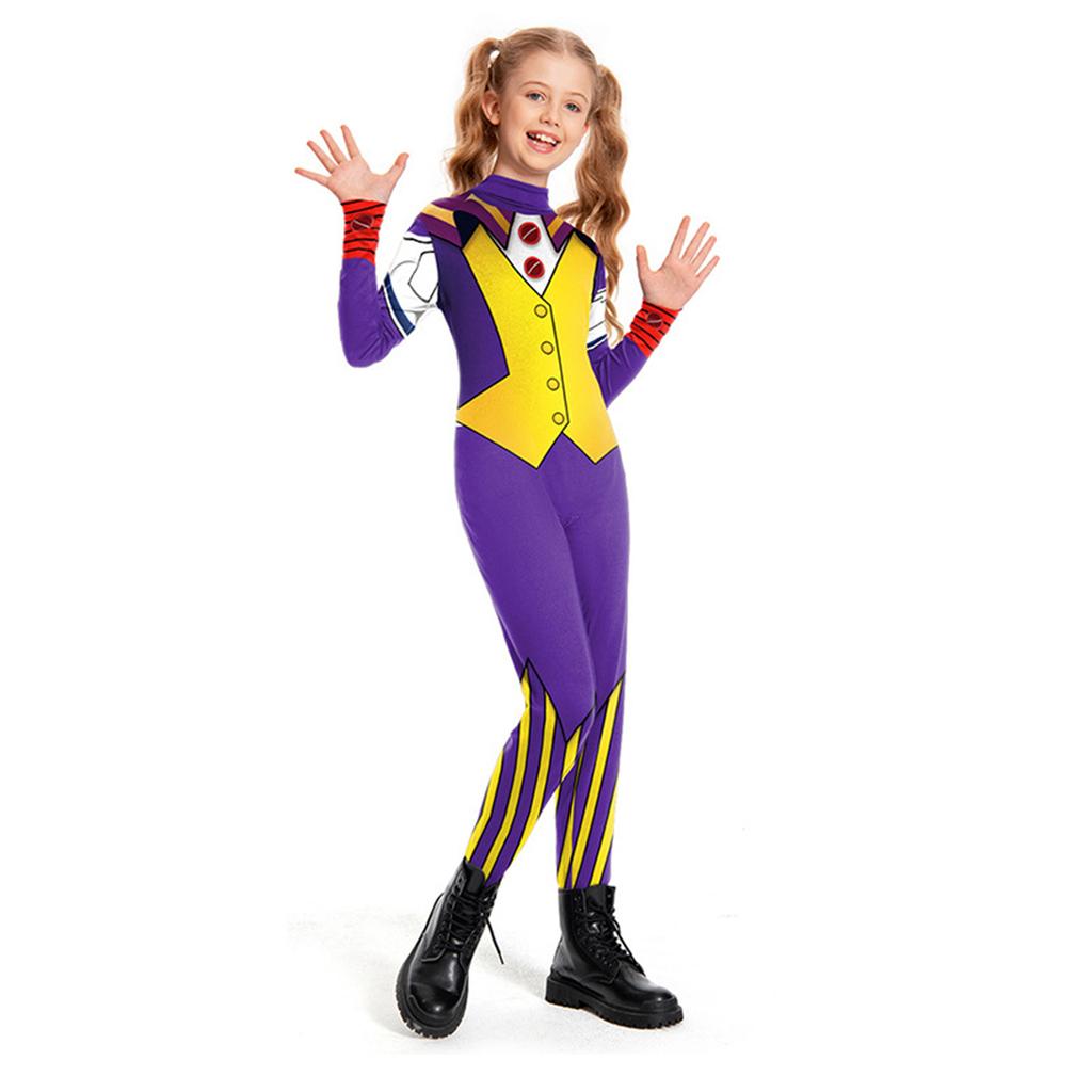 Costume da Artista Circense per Bambini Tuta Intera Manica Lunga Abito da Palco Costume per Giochi di Ruolo di Halloween per Bambini Ragazzi e Ragazze