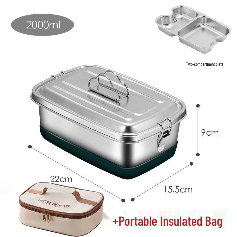 

ZISIZ Stainless Steel Double Layer Lunch Box with Insulated Bag