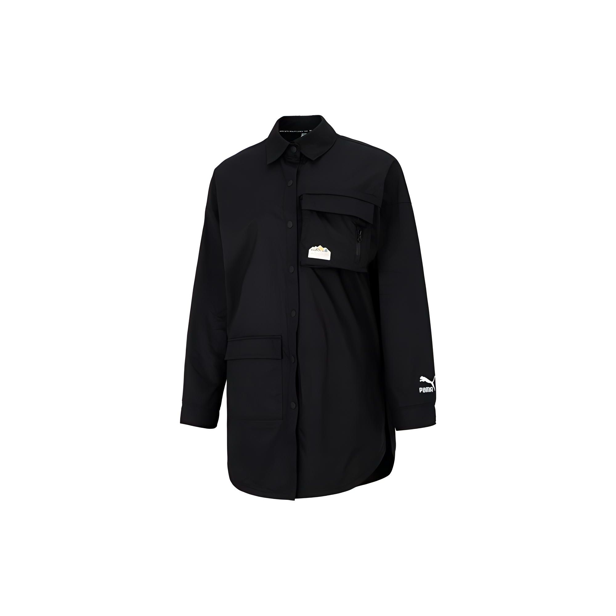 

Puma Solid Color Outdoor Sports Casual Polo Shirt Long Sleeve Women Shirts Black 536881-01 M