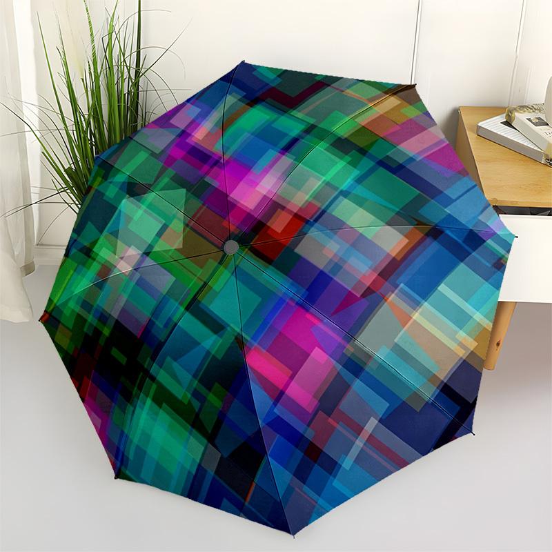 1pc Colorful Squares Automatic Opening/closing Umbrella with Auto Open/Close, Windproof, Foldable Sunshade, Perfect Gift for Friends, Durabl