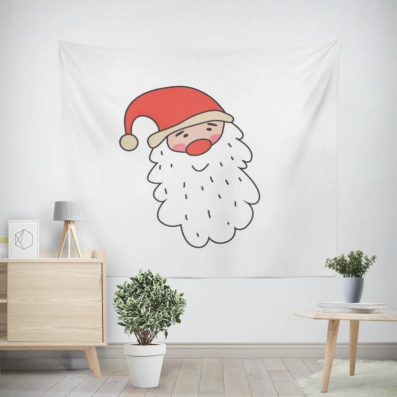 Christmas New Year Cartoon Santa Claus Pattern Living Room Bedroom Decorative Tapestry