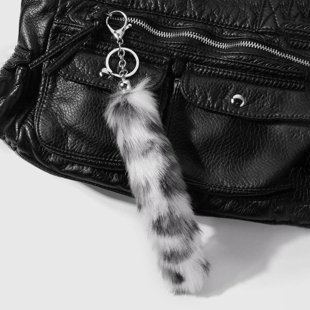 Retro Tail Hanging Keychain Long Hair Plush Tail Keyring Sweet Cool Bag Charms  Purse Handbag