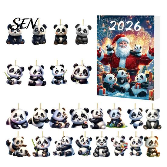 Cute Animal Hanging Ornaments Panda Advent Calendars 2026, 2D Acrylic for Creative Christmas Gifts Children Xmas Tree, 24 Days Countdown Calendar,