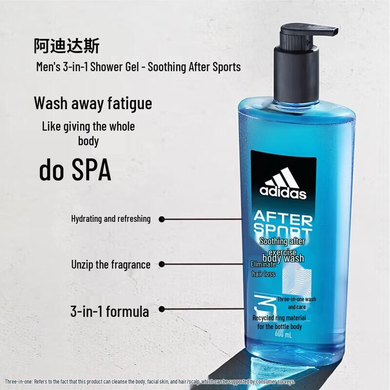 Adidas Men's 3-in-1 Body Wash, Shampoo & Facial Cleanser