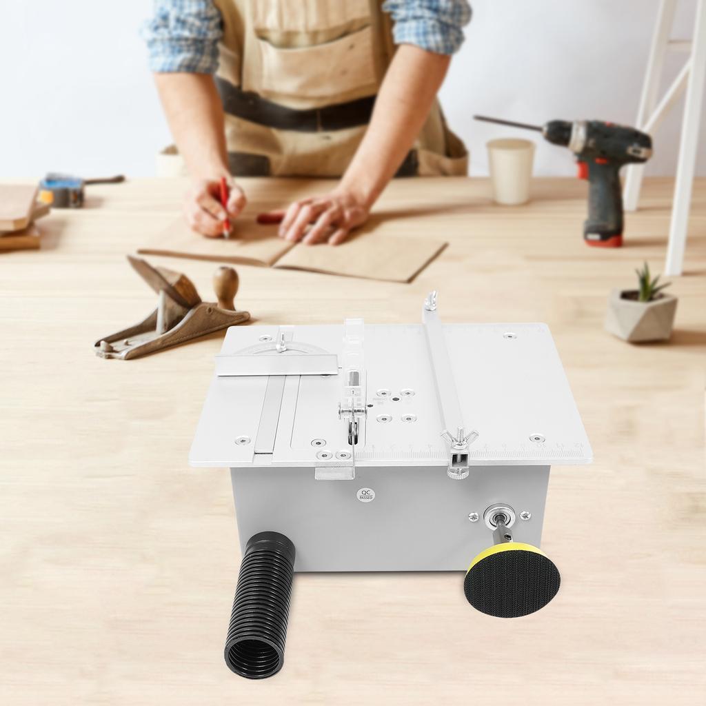 240W Aluminum Alloy Table Saw,Grey Multi-Functional Table Saw Tabletop Lift 0.1-20mm for Modeling,Handicraft Workshop