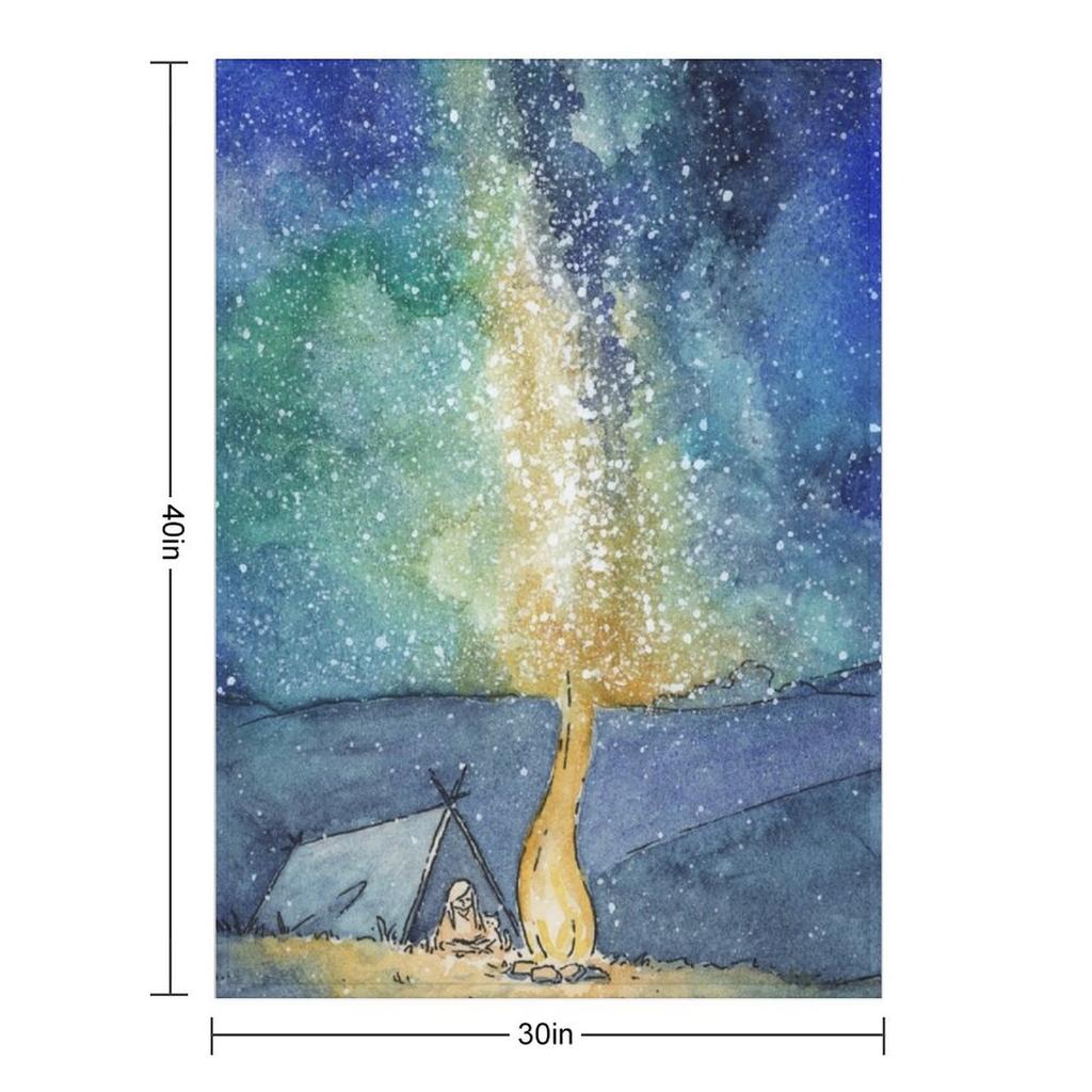 Watercolor Night Sky Throw Blanket funny gift Sofa warm winter Retros Blankets