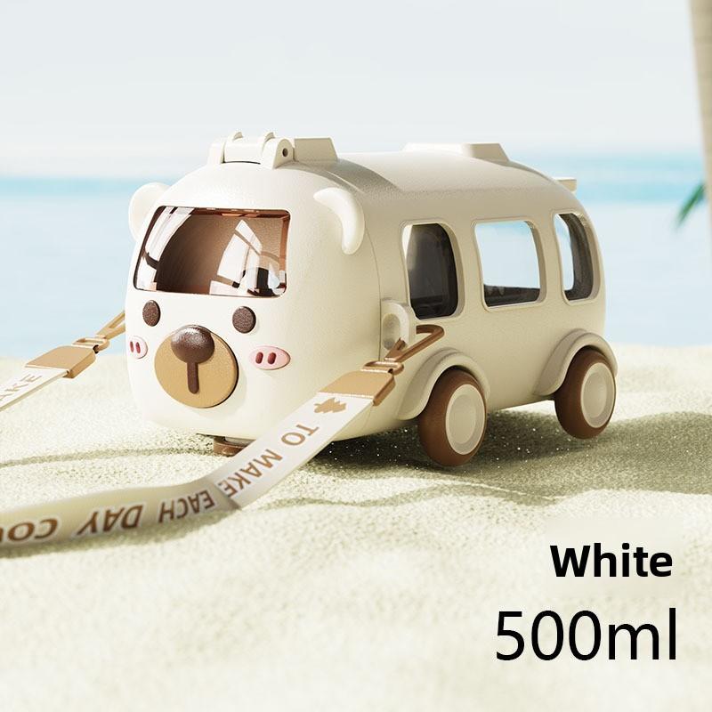Baby Bus Cartoon Kids Plastic Drinking Cup With Straw And Leakproof Design For School And Party