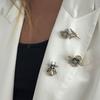 Set 3 Piese Broșă Femei, Broșă Pin cu Design Albină Floare cu Strălucitoare Pietre Strălucitoare Perle Imitație, Insignă Sacou Stil Retro pentru Cadou Bijuterii