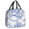 Custom Purple Flower Toile De Jouy Inspired Pattern Insulated Lunch Tote Bag for Women Portable Cooler Thermal Food Lunch Box