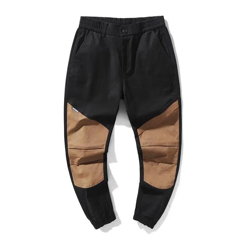 New Autumn/Winter Fashion Brand American Retro Panel Contrast Color Tie Leggings Loose and Versatile Handsome Casual Men's Pants