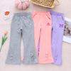 Girls Autumn Flared Casual Pants with Cartoon Print Trendy Sweatpants