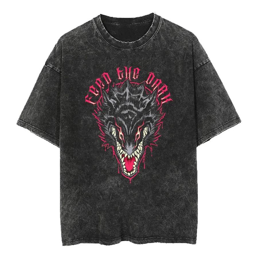 Washed Japanese Anima Dandadan Tshirt Retro Yk Short Sleeves Harajuku Casual Cotton Tshirt Oversized Trendy Unisex Tshirt