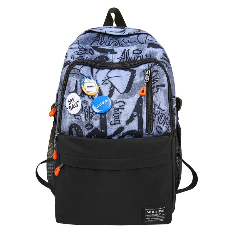 School Bag Men 2025 Personality Graffiti School Bag Tide Brand Big Couple Travel Backpack