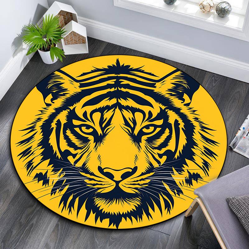 

Golden Tiger Round Area Rug,Carpet Rug for Living Room Bedroom Sofa Playroom Decor,Non-slip Floor Mat 80cmx80cm