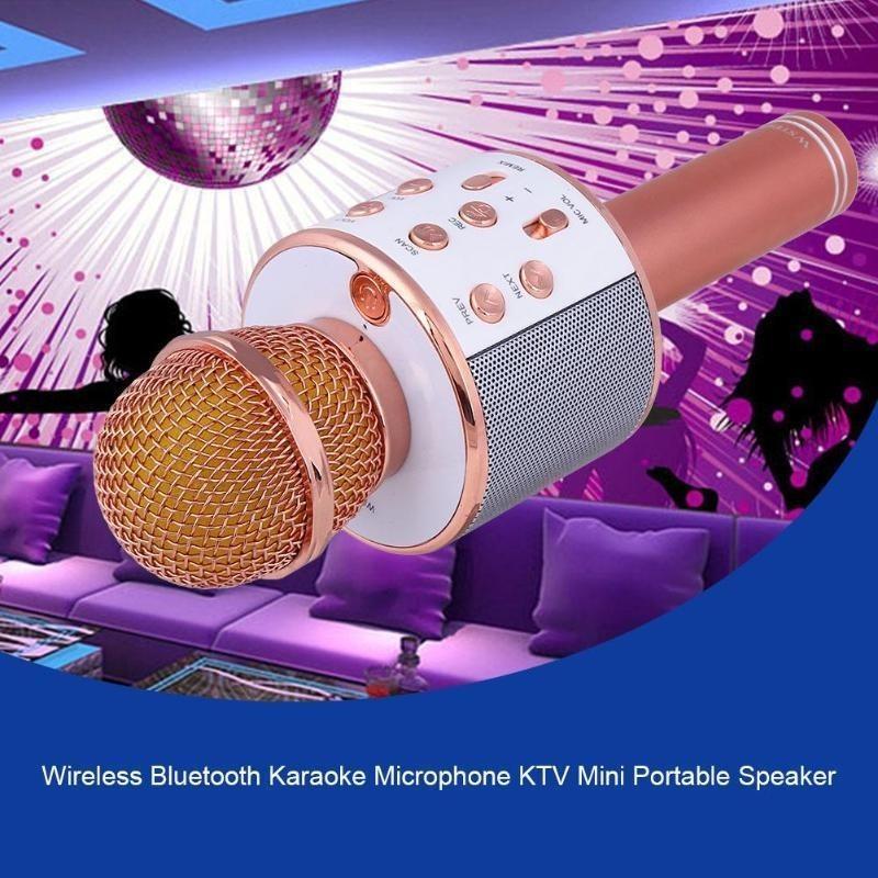 Microphone Wireless Bluetooth Handheld Ktv Mini Portable Speaker Player Usb