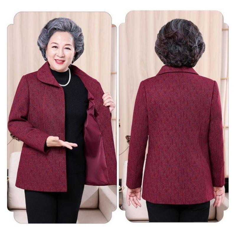 Fashionable Spring Autumn Outerwear for Senior Women Luxury Grandma Clothing Stylish