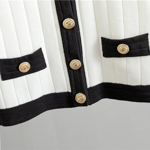 Women's Knitted Cardigan Skirt Two-piece Set for Autumn and Winter Contrast Sweater Knitted Pencil Skirt Suit Casual Outfits