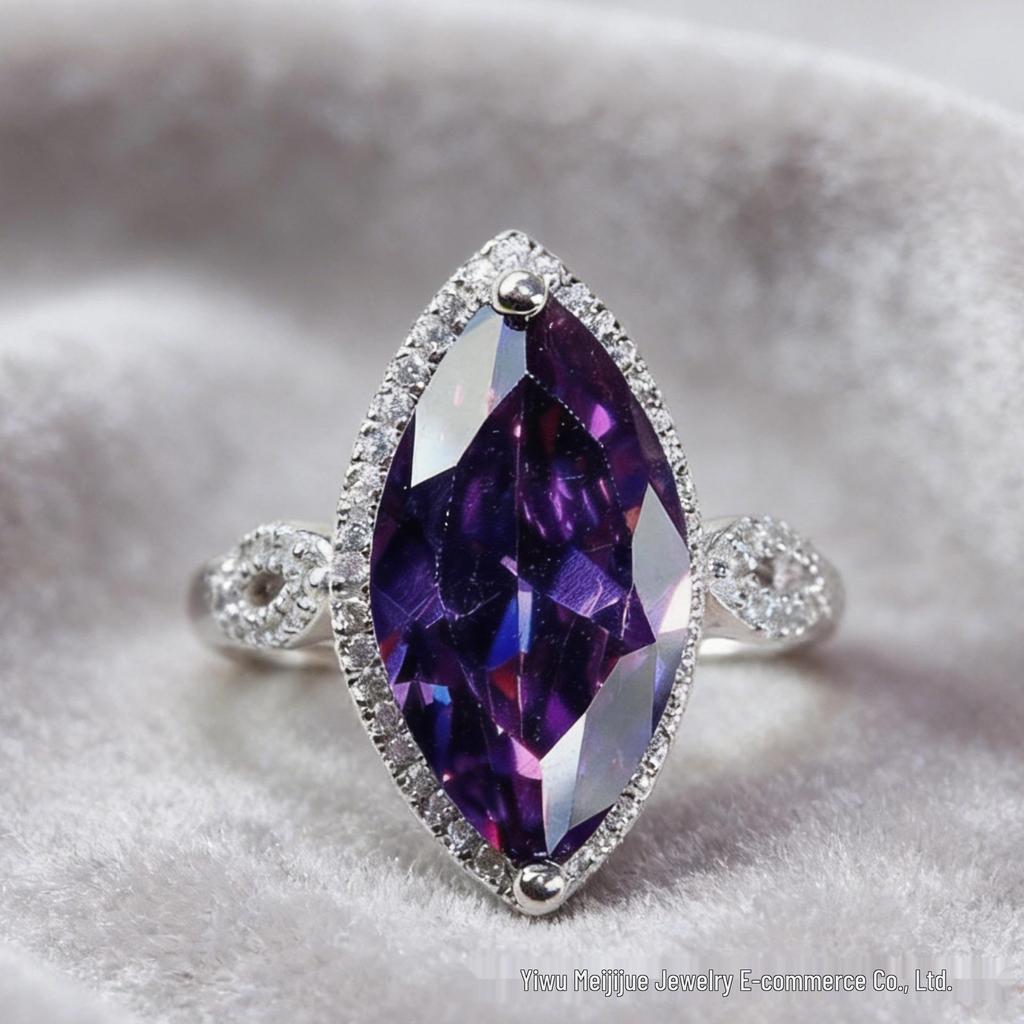 Miki Light Luxury Purple Zircon Marquise Engagement Ring - Versatile High-End Accessory