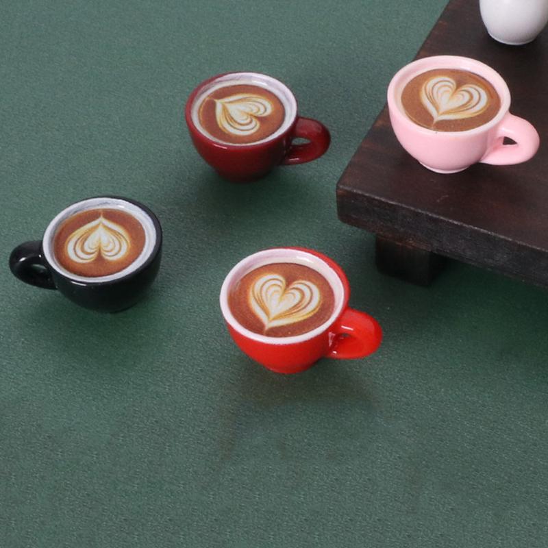 1set Miniature Coffee Cup With Saucer Spoon Dollhouse Simulation Kitchen Tableware Doll Accessories Toy
