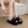 Cross fluffy slippers women wear autumn 2025 new versatile popular ins thick-bottomed cotton drag lazy slippers women