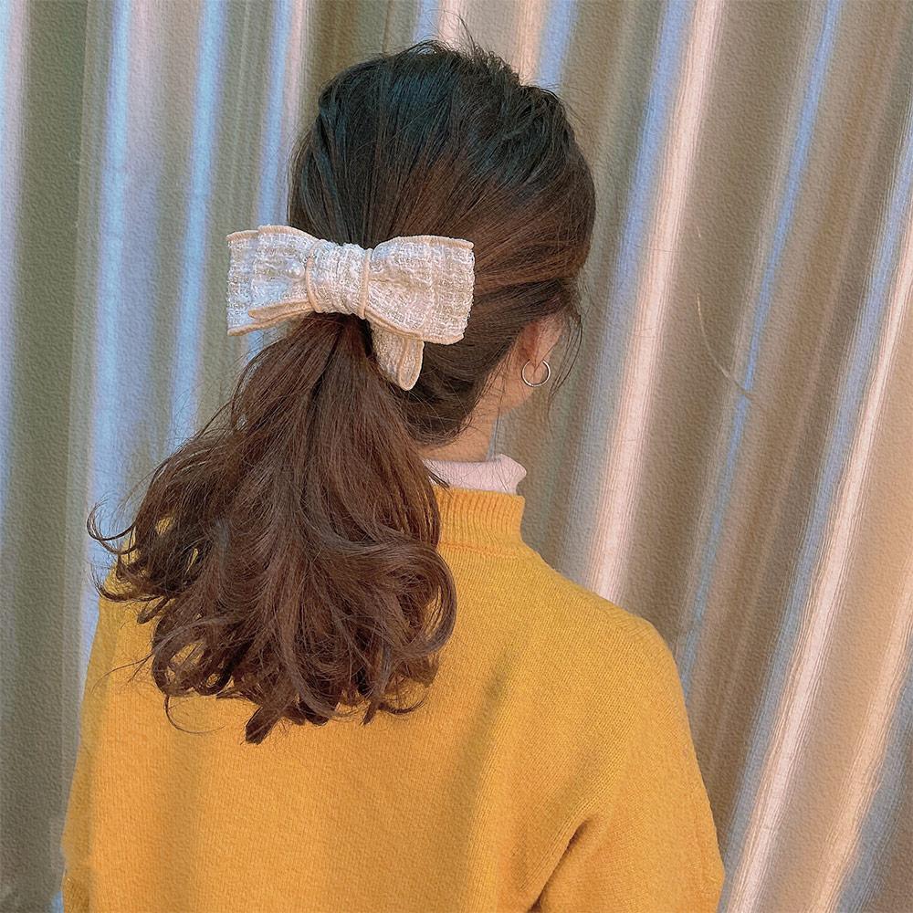 Hair Accessories Korean Women Lattice Bow Hairpin Ponytail Holder Vertical Clip Banana Clip