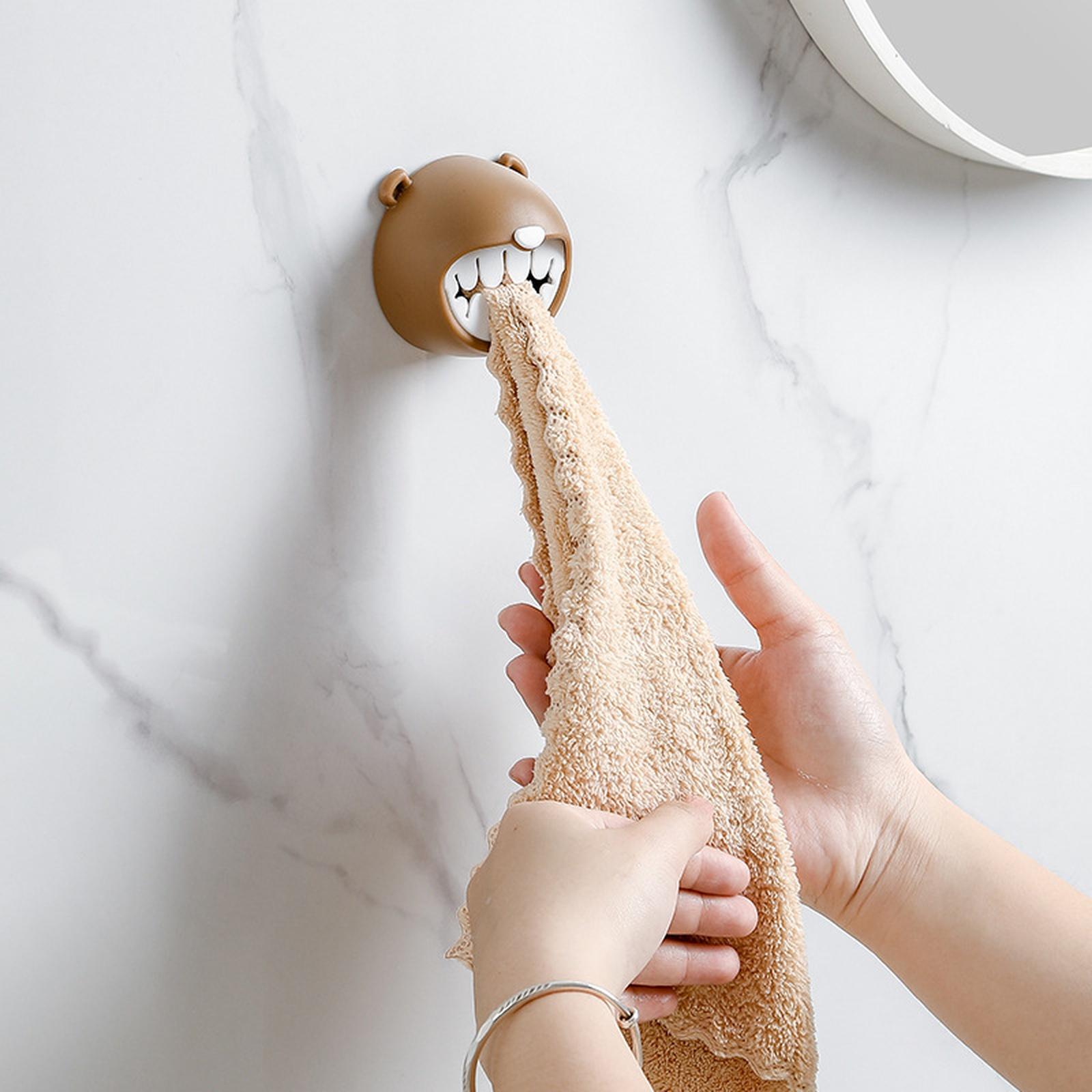 

Cute Bear Towel Hook Self Adhesive No Drill Wall Mounted Organizer one size коричневый