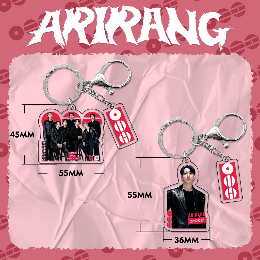 9pcs BTS Arirang World Tour Acrylic Keychain, Bangtan Boys Suit Style Member & Group Charm with Logo Tag, Kpop ARMY Fans Bag Accessory