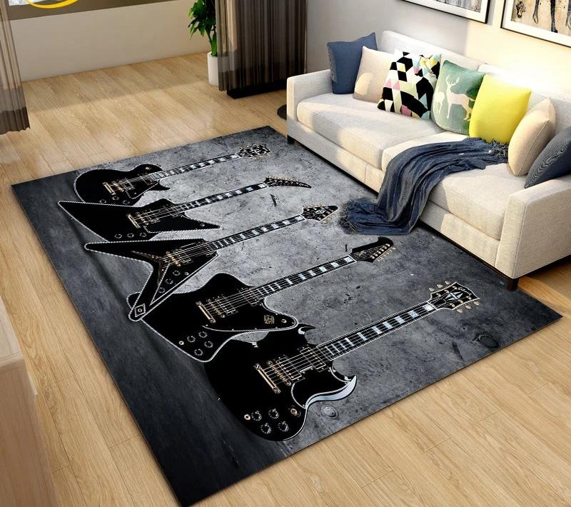 Klassische E-Gitarre Bass Teppich Schlafzimmer Zuhause Weiche Matte Waschbar Wohnzimmer Dekoration Flur Ankleidezimmer Couchtisch Teppich