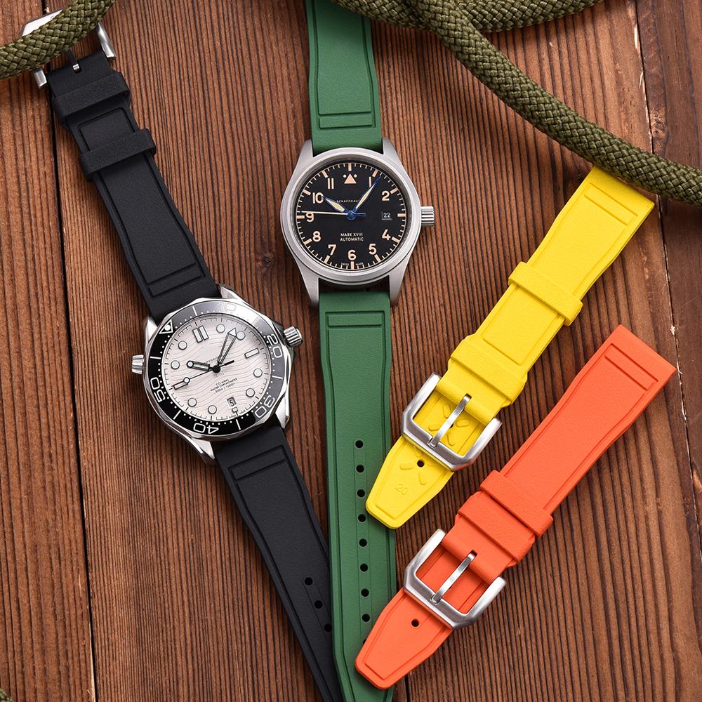 Cinturino per Orologio in Gomma Fluorurata FKM di Alta Qualità 20mm 21mm 22mm Rilascio Rapido Subacqueo Impermeabile per Orologi Sportivi Accessori