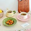 Exquisite Coffee Cup Dish Sets New Household 280ml Underglazed Colour Ceramic Mugs Floral Pattern Aesthetic High End Pink Cup