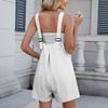 Spring And Summer New Casual Fashion Suspender Shorts Front Pocket Jumpsuit