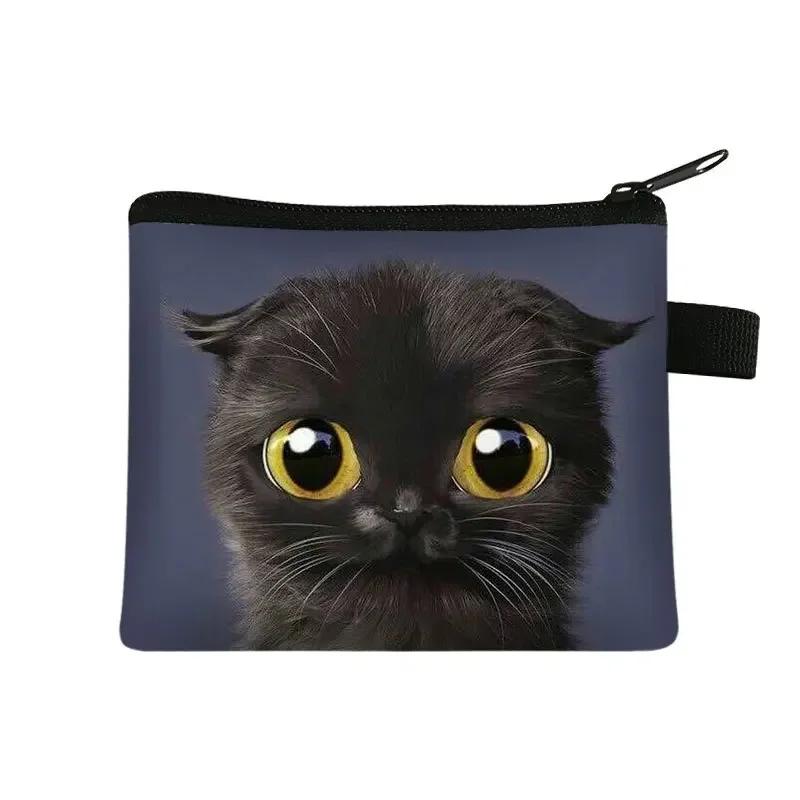 Cute Cartoon Cat Card Holder Coin Purse Change Purses Small Wallets Women Clutch Zipper Coins Bag Pouch Cat Kids Mini Wallet