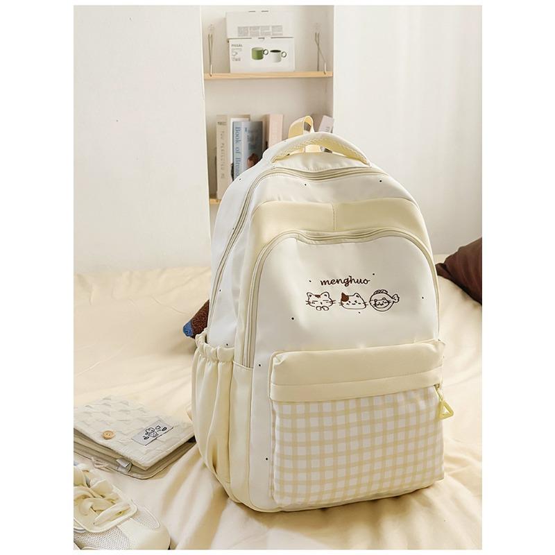 Light and Large-capacity Backpack, New High-value, Fresh and Sweet Plaid Schoolbag for Junior High School Students