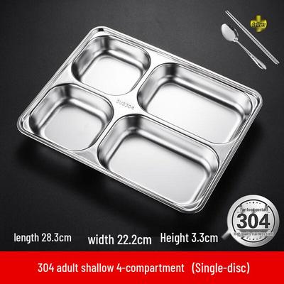 Stainless Steel Thickened Divided Canteen Meal Tray