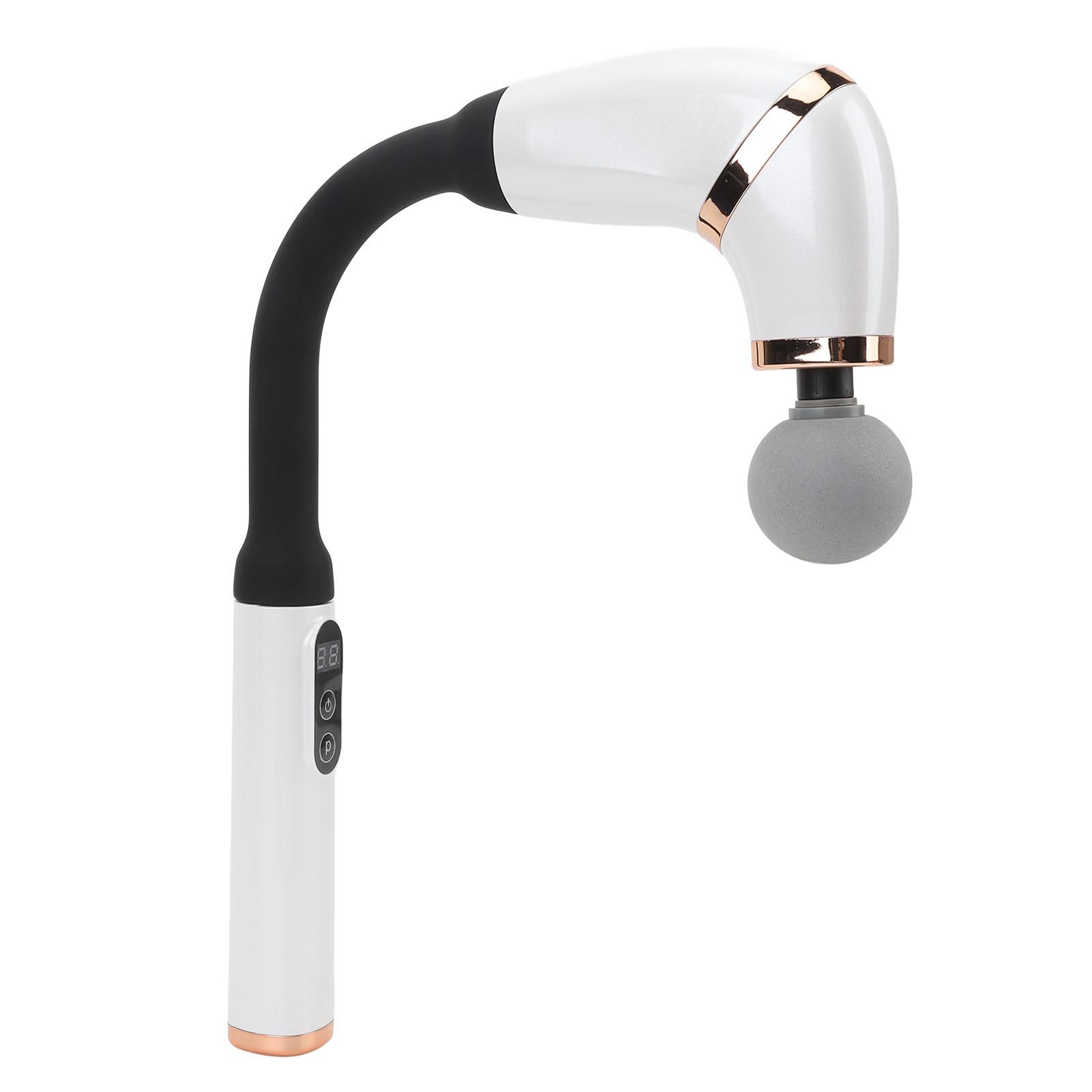 

Массажный пистолет с удлинительной ручкой U-образной формы для глубоких тканей 4 массажные головки 6 уровней скорости Ударный белый