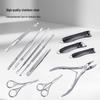 German Precision 12-Piece Stainless Steel Nail Clipper & Manicure Set - High-Quality Grey Glossy Finish
